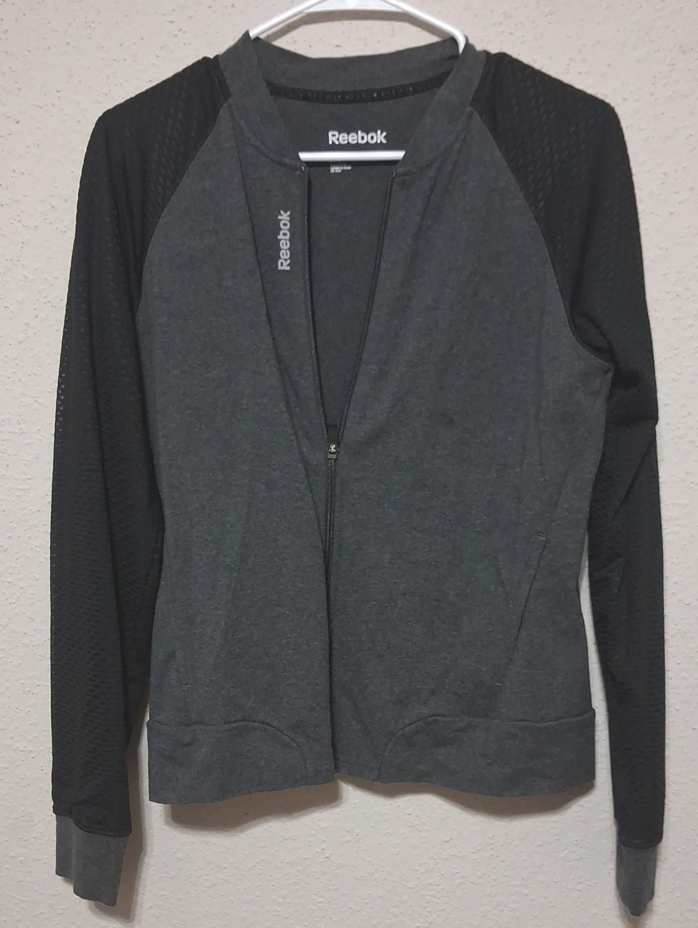 Reebok Women's Charcoal Gray and Black Athletic Zip Jacket